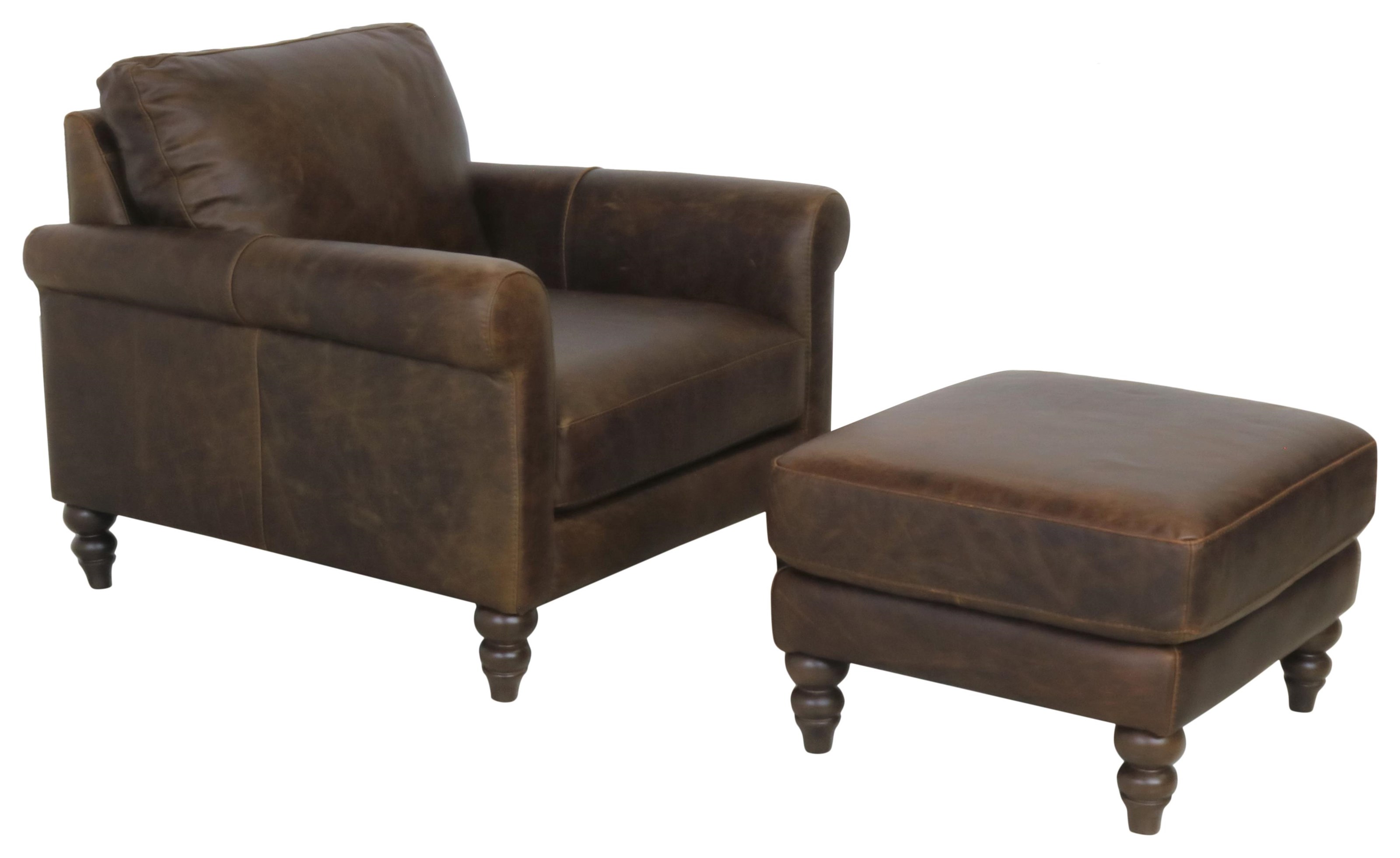 Italian Leather Chair and Ottoman